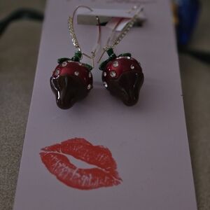 Betsey Johnson Red and Green Strawberry Earrings
